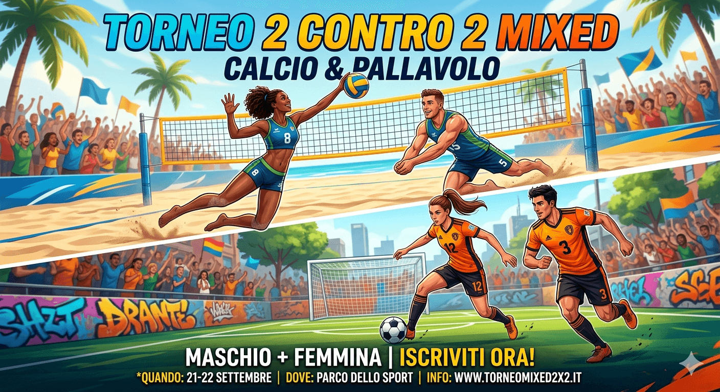 🏆 TORNEO 2 CONTRO 2 MIXED: CALCIO & PALLAVOLO